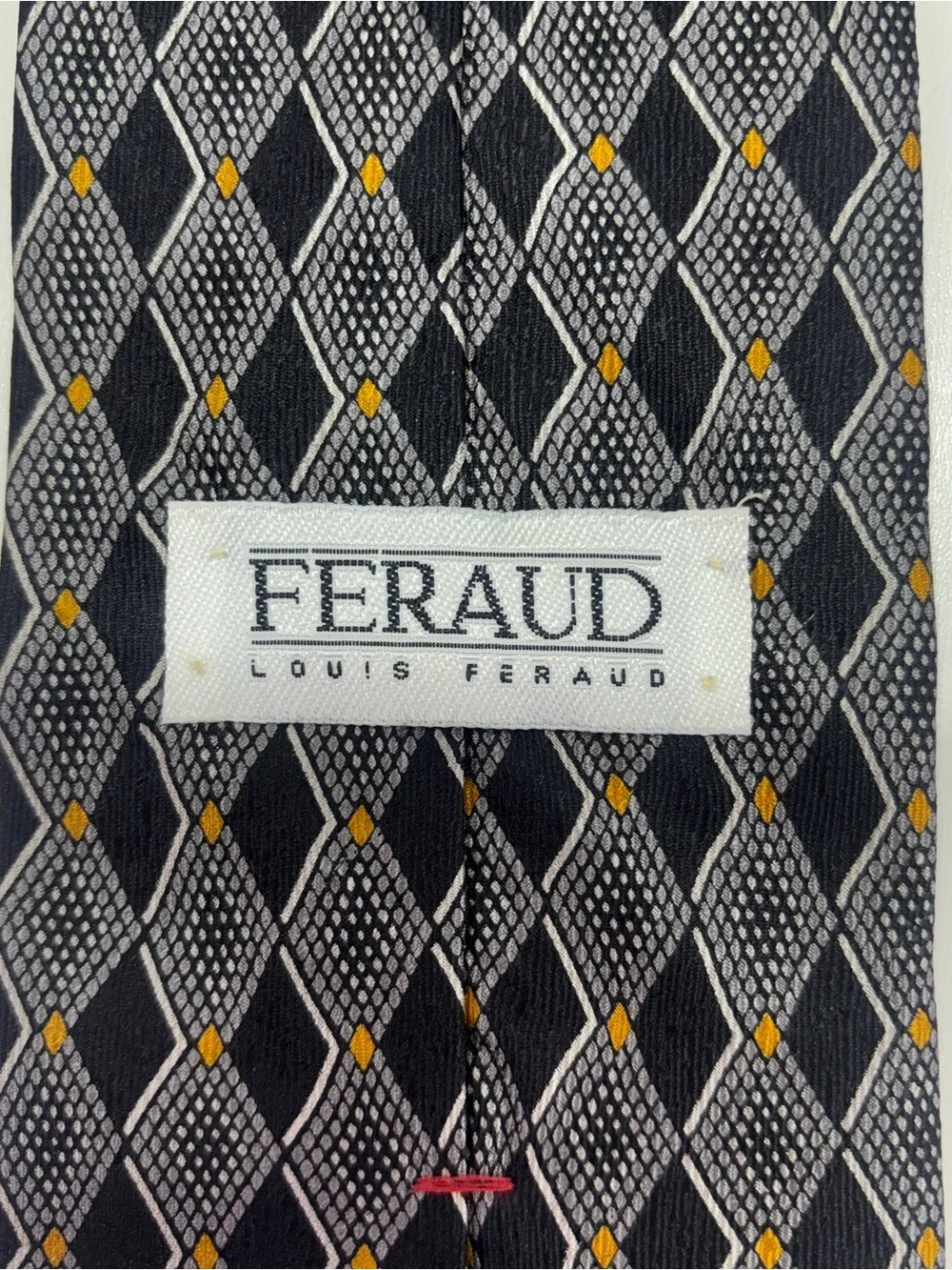 Vintage 90s Louis Feraud Silk Geometric Wide Tie Made in USA